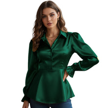 Satin Victorian Button-Down Shirt | Long Sleeve Blouse S-3XL S86