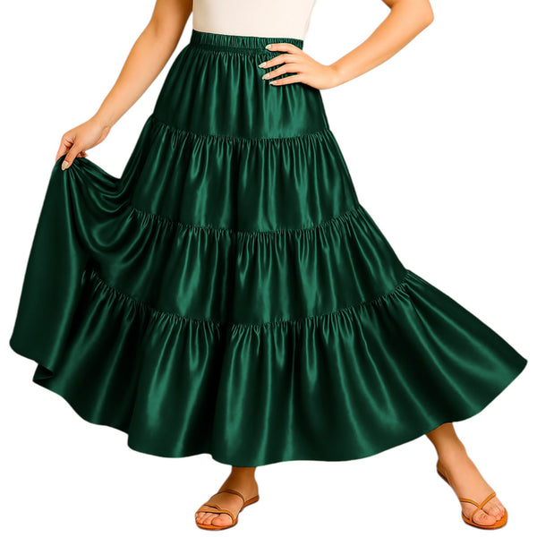32-Yard 4 Tier Belly Dance Satin Skirt – Flowing, Elegant & Stage-Ready S30-1