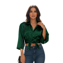 Satin Button Down Crop Top | High-Shine Shirt S-3XL | 41 Colors S116