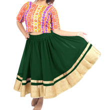 Chiffon Bollywood Dance Skirt | Gold Lace Border | S-5XL, 30 Colors C37