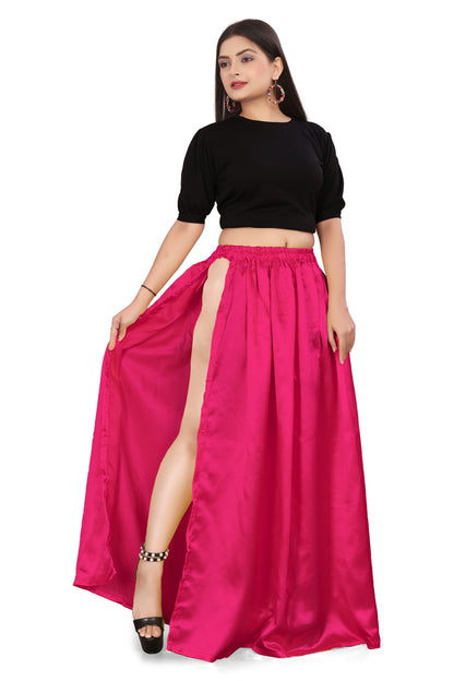 Satin Side Slit A line Skirt S1-Regular Size 1