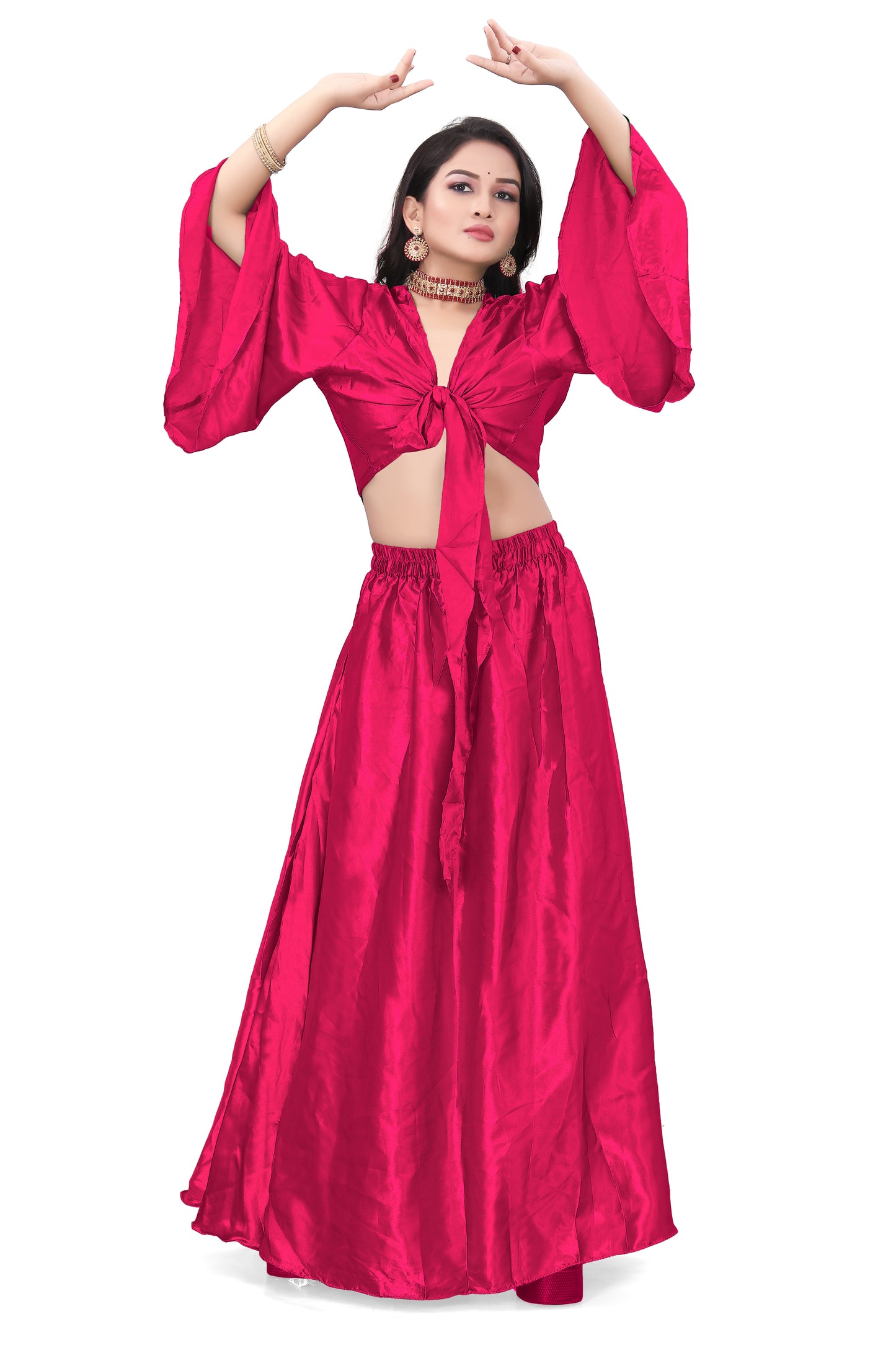 Satin Belly Dance Skirt Top Set S76-Regular Size 1