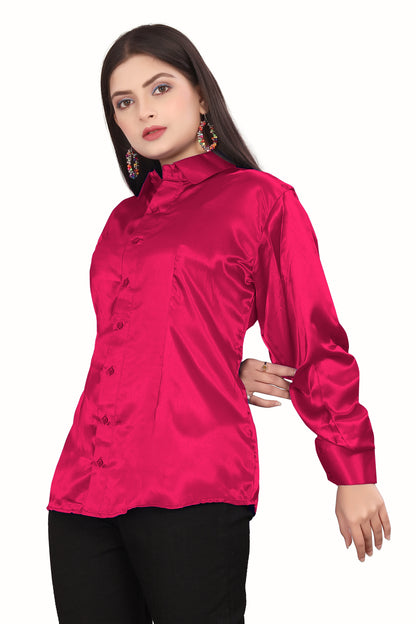 Satin Button Down Shirt S81-Regular Size 1