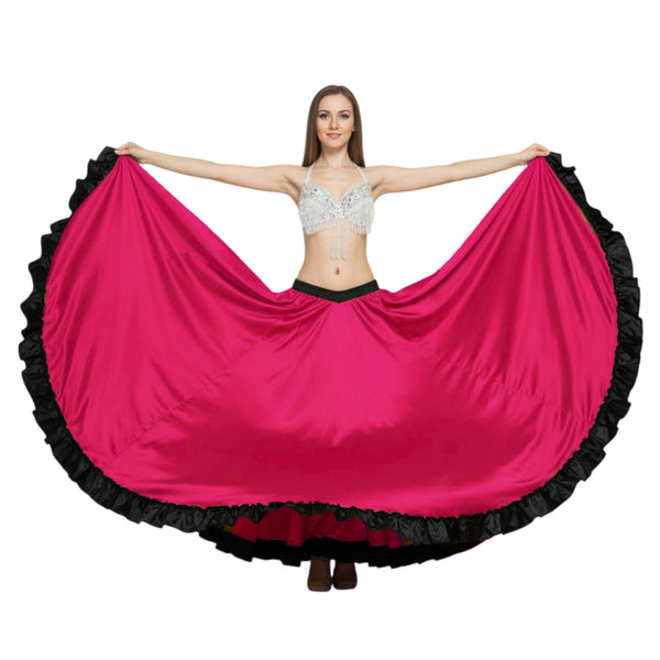 Satin 16 Yard Full Circle Skirt Black Frill | Pro Flow S-3XL S51