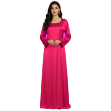 Satin Long Sleeve Modest Gown | Full Length Hijab Dress S-3XL | 41 Colors S121