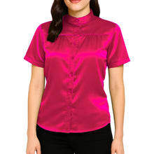 Satin Short Sleeve Button Down Shirt | Chic Blouse S-3XL | 41 Colors S85