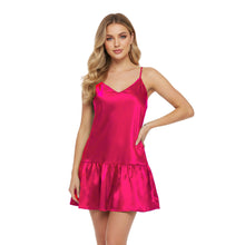 Green Satin Night Wear Gown, elegant sleep dress S-3XL.