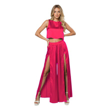 Front Cut Palazzo & Top Set for Women – Wide Leg Slit Pants Co-Ord Outfit, 41 Colors, S–5XL S147