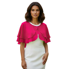 Double Layer Chiffon Peplum Shrug | Solid Color Elegant Evening Bolero | Women's Dressy Cardigan Cover-Up Top C40