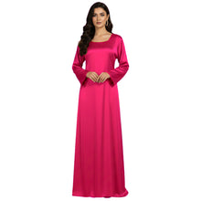 Satin Long Sleeve Modest Gown | Full Length Hijab Dress S-3XL | 41 Colors S121