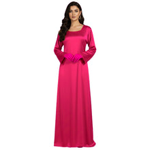 Satin Long Sleeve Modest Gown | Full Length Hijab Dress S-3XL | 41 Colors S121
