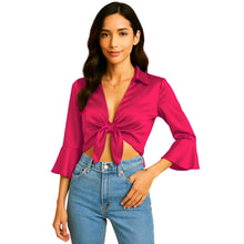 Satin Self Tie Cover Up Top | Adjustable Party Blouse S-3XL | 41 Colors S119