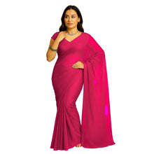 Bollywood Solid Chiffon Saree for Women - Ethnic Party & Festive Wear C26