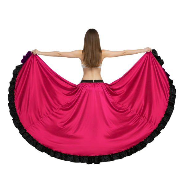 Satin 16 Yard Full Circle Skirt Black Frill | Pro Flow S-3XL S51