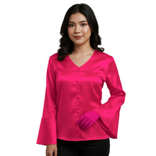 Satin Flare Sleeve Button Down Top | Dramatic Blouse S-3XL | 41 Colors S82