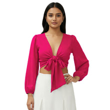 Chiffon Belly Dance Ruffle Top | Elastic Sleeve Self-Tie S-5XL C67