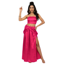 Satin Side Cut Draped Skirt | High Slit Flow Maxi S-3XL | 41 Colors S42