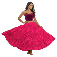 Satin 8 Yard 3 Tier Belly Dance Skirt | Full Volume Flow S-5XL S3