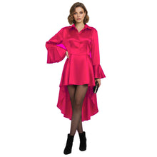 Satin Victorian Long Shirt Dress | Button Down Tunic S-3XL | 41 Colors S113