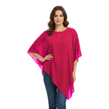 Chiffon Round Neck Fancy Top | Dressy Blouse S-5XL | 30 Colors C59