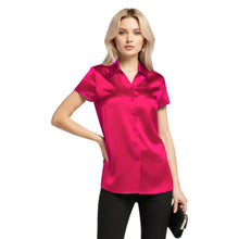 Satin Short Sleeve Button Down Shirt | Chic Blouse S-3XL | 41 Colors S118
