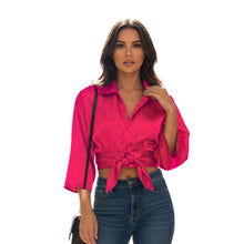 Satin Button Down Crop Top | High-Shine Shirt S-3XL | 41 Colors S116