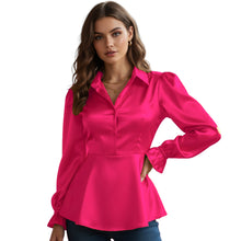 Satin Victorian Button-Down Shirt | Long Sleeve Blouse S-3XL S86