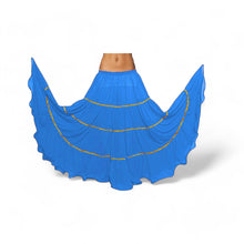 16 Yard 4-Tier Belly Dance Skirt with Gold Trim | Tribal Fusion Gypsy C5