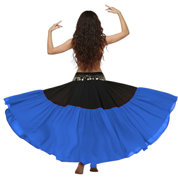 2-Tiered Chiffon Belly Dance Skirt | S-5XL, 30 Colors | Maxi Length C31