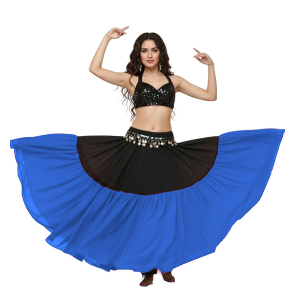 2-Tiered Chiffon Belly Dance Skirt | S-5XL, 30 Colors | Maxi Length C31