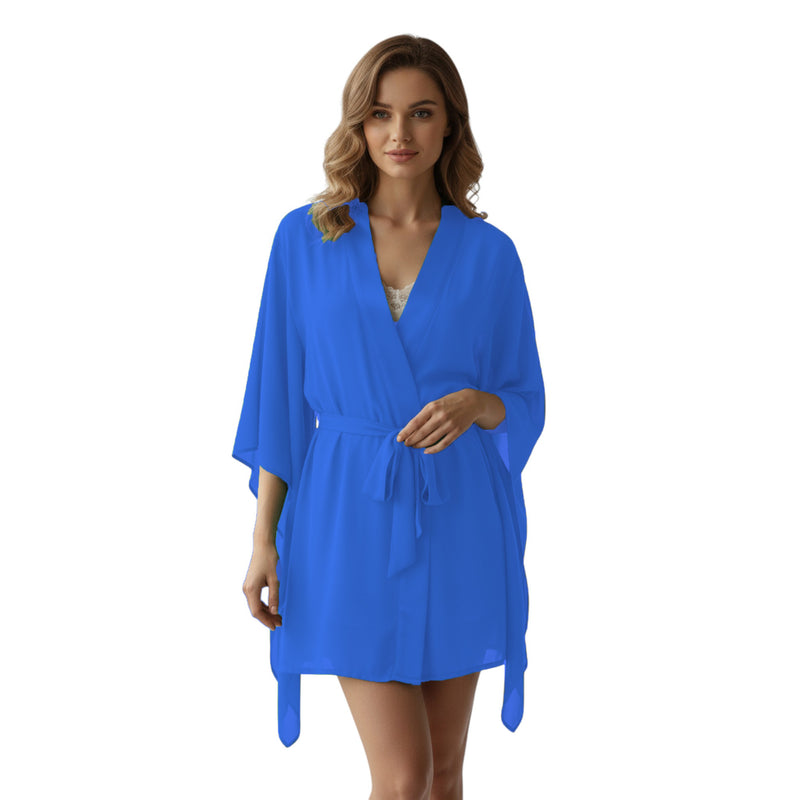 Bold Magenta Chiffon Sheer Lingerie Robe, striking sheer nightwear.