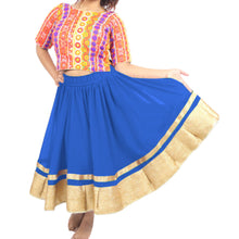 Chiffon Bollywood Dance Skirt | Gold Lace Border | S-5XL, 30 Colors C37