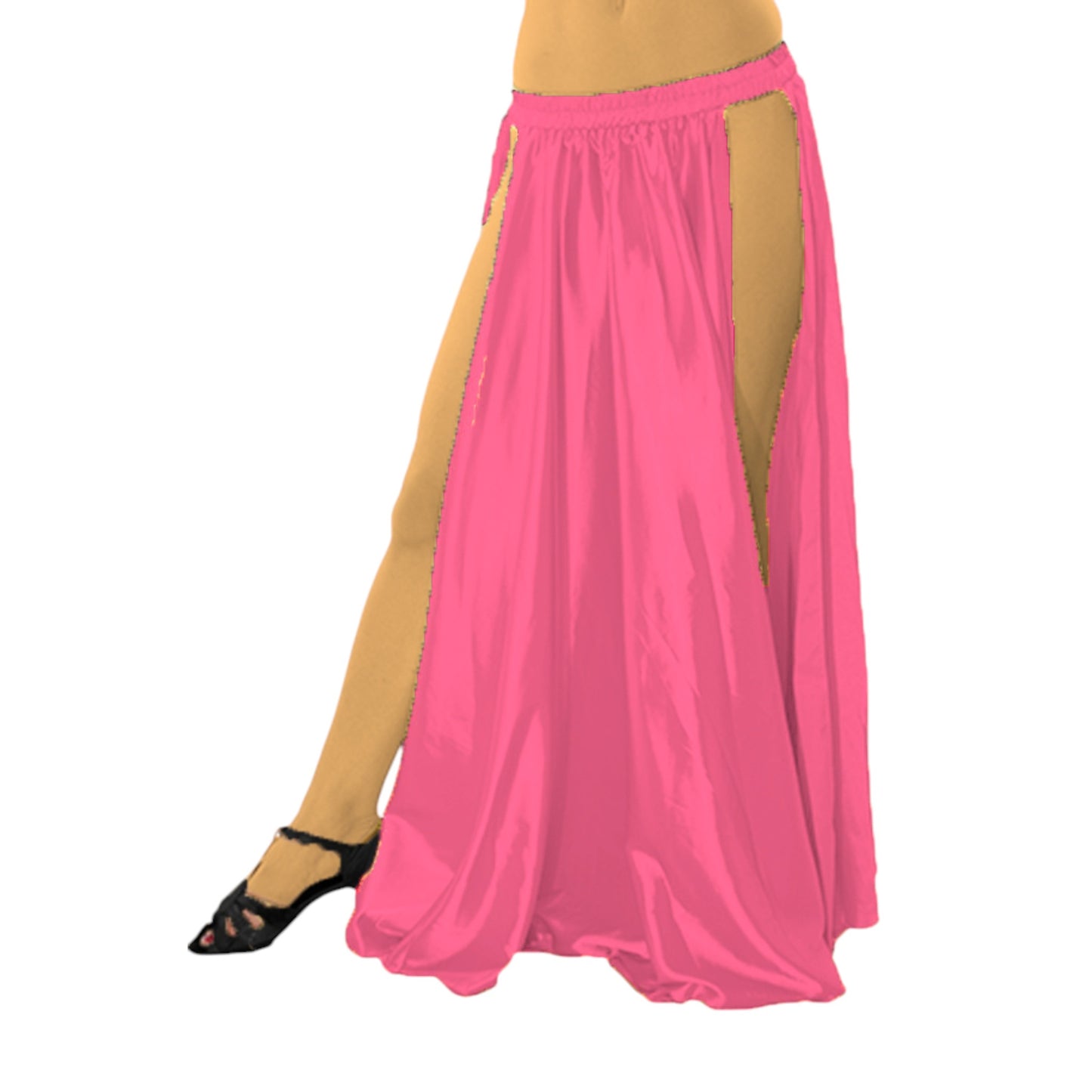 Satin Belly Dance  Side slit skirt S36 - Regular Size 1