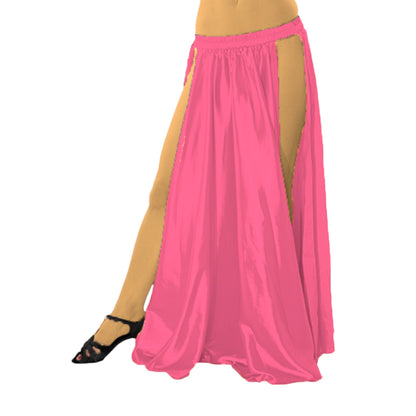 Satin Belly Dance  Side slit skirt S36 - Regular Size 1