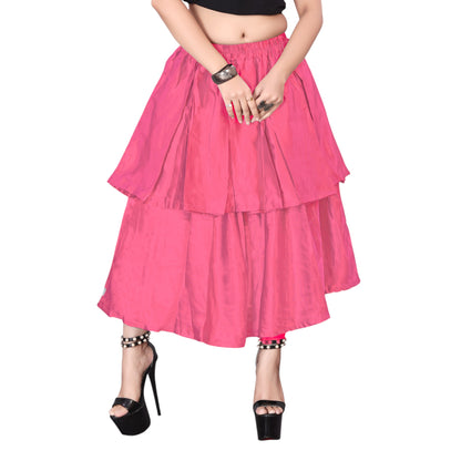 Satin 2 Layer Party wear midi Skirt S101-Regular Size 1