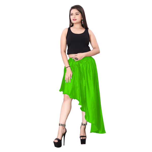 Satin Asymmetrical High low Skirt Skirt S6-Regular Size 1