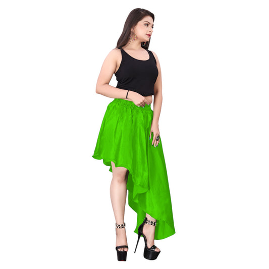 Satin Asymmetrical High low Skirt Skirt S6-Regular Size 1