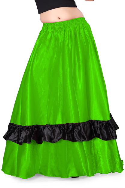 Belly Dance Satin Full Circle Skirt With Frill S33-Regular Size 1