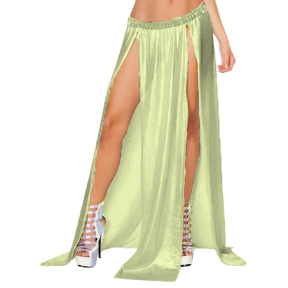 Belly Dance Satin  Both side slit  cut Skirt S96 - Regular Size 1