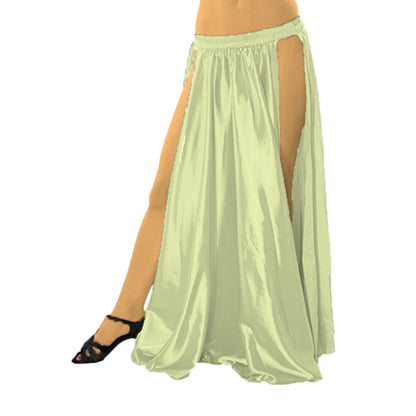 Satin Belly Dance  Side slit skirt S36 - Regular Size 1