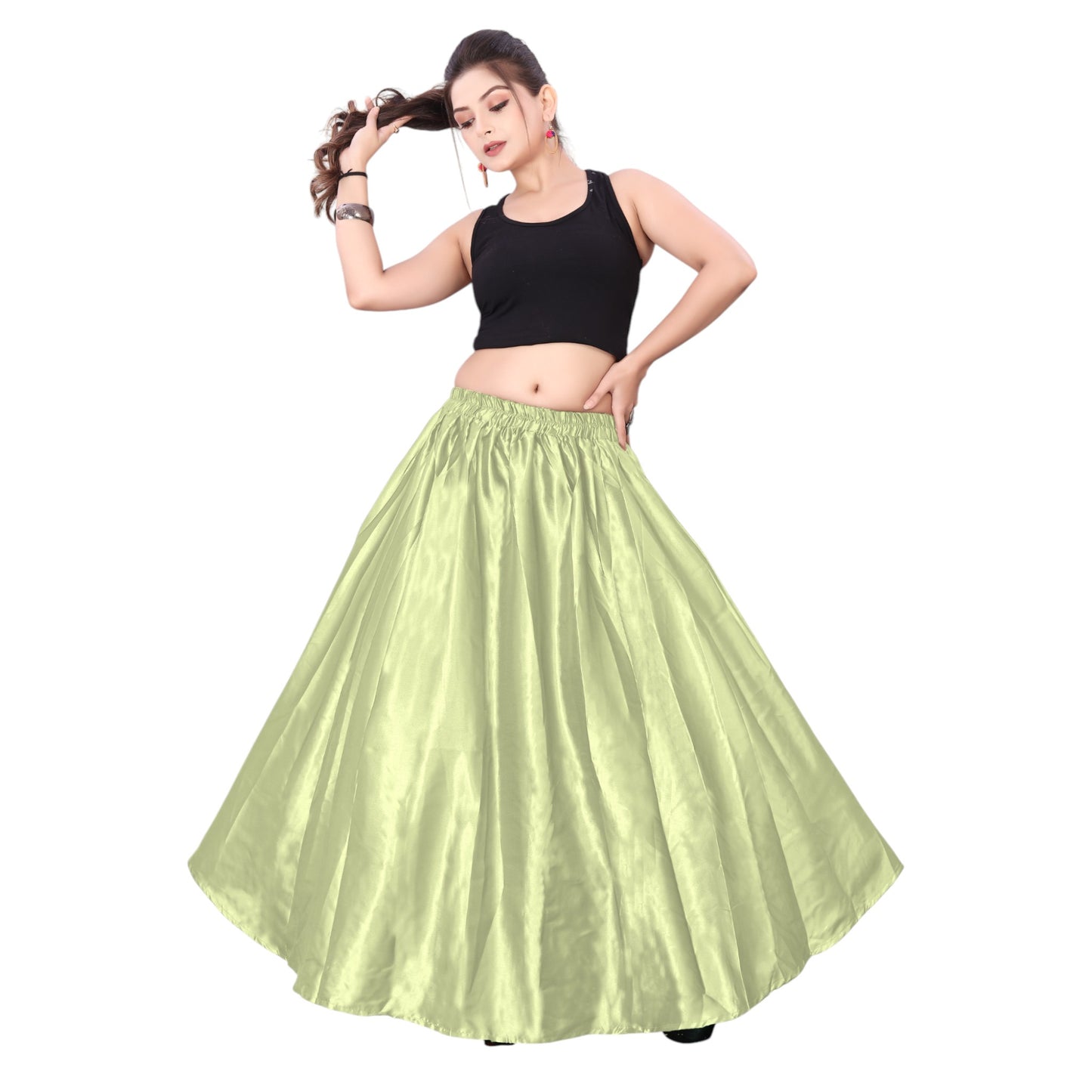 Satin Belly Dance Half Circle Skirt S9-Regular Size 1