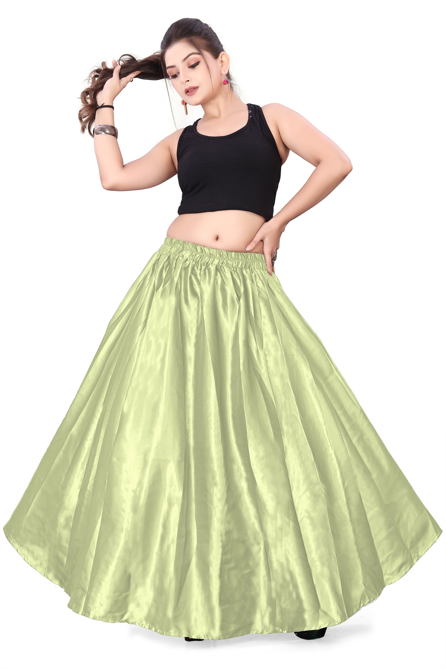 Satin Belly Dance Half Circle Skirt S9-Regular Size 1