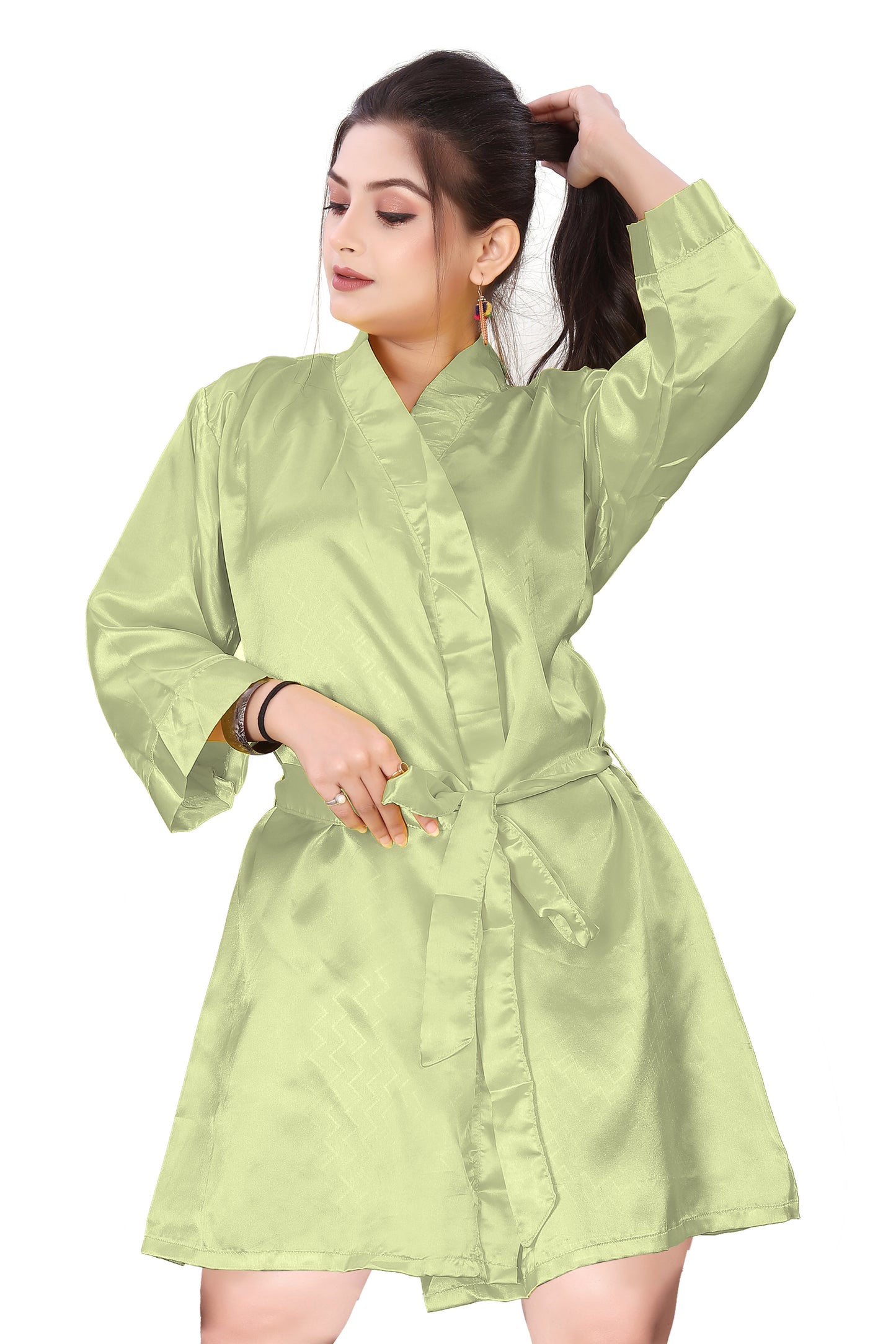 Satin Night Wear Bathrobe For Women S104-Regular Size 1