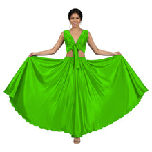 Black Satin Full Circle Skirt & Ruffle Top Set, Belly Dance Costume S-3XL (S130).