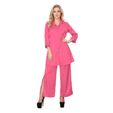 Green Satin Shirt & Self Tie Palazzo, elegant matching set S-3XL.