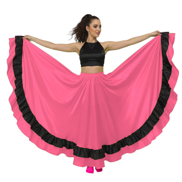 Satin Full Circle Dance Skirt w/ Frill | 360° Flow S-3XL S33-1
