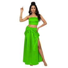 Satin Side Cut Draped Skirt | High Slit Flow Maxi S-3XL | 41 Colors S42