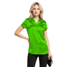 Satin Short Sleeve Button Down Shirt | Chic Blouse S-3XL | 41 Colors S118