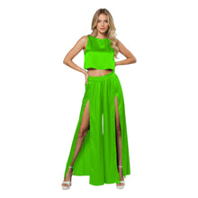 Front Cut Palazzo & Top Set for Women – Wide Leg Slit Pants Co-Ord Outfit, 41 Colors, S–5XL S147