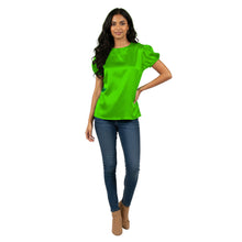 Satin Round Neck Short Sleeve Top | Chic Blouse S-3XL | 41 Colors S89